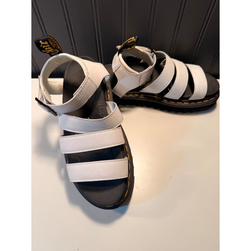 Dr. Martens Blaire White Leather Strappy Platform Sandals Womens 6 EU 37